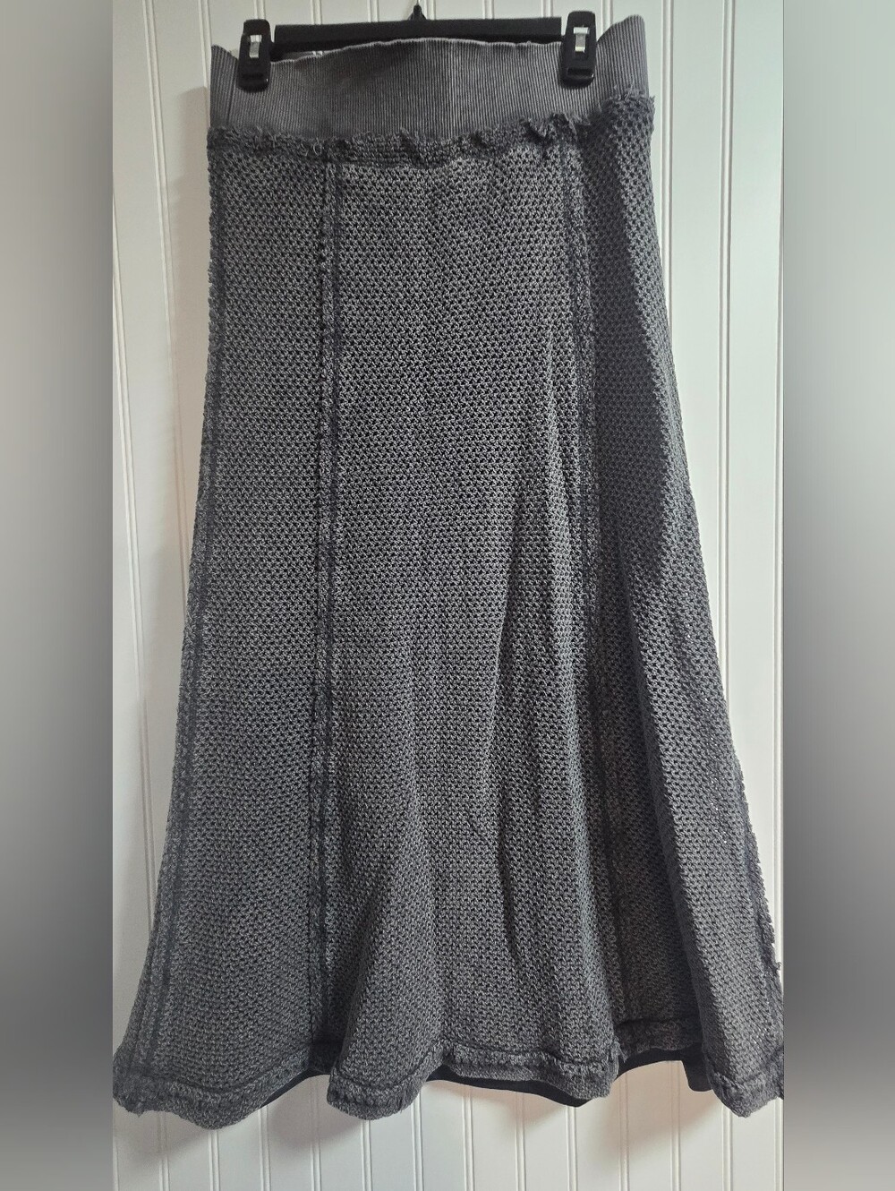 Free People Charcoal Gray A-Line Knit Skirt